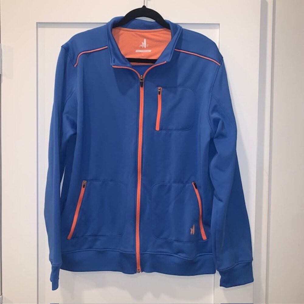 Johnnie-O Prep Performance Jacket Men's Large Blue Orange Full Zip Golf Athletic
